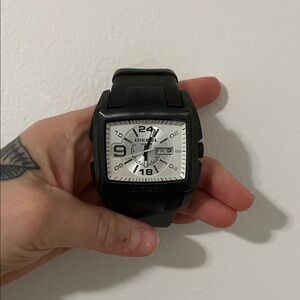 Diesel Black and Silver Square Men's Watch